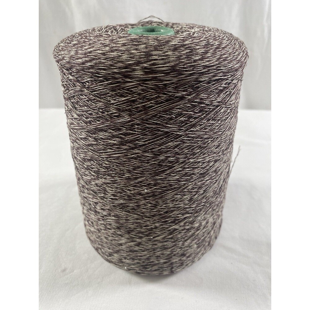 Fancy Cone Yarn Cotton Blend Brown White Mix Mini Silver Sequins NW 740g #943